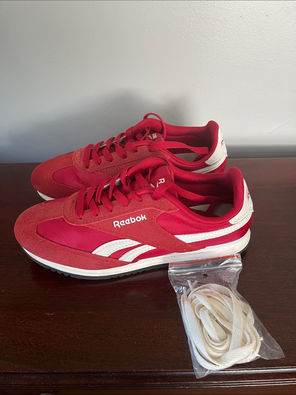 Reebok Men's Red Athletic Sneakers with White Accents